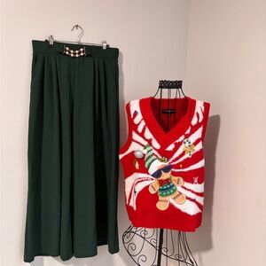 32 Degrees Red and White V-Neck Sweater Vest ugly sweater